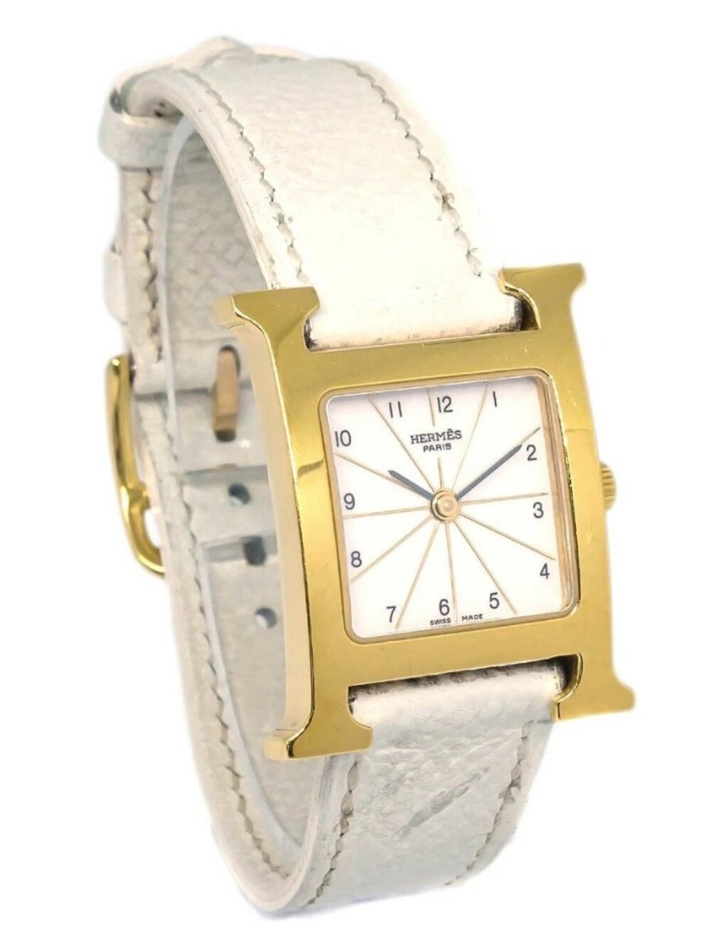 Hermes H Watch HH1.201 Quartz Epsom Watch □I White 176610